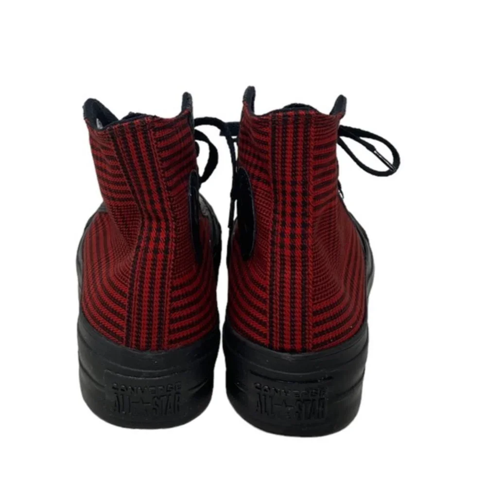 Converse Ctas Lift Platform High Top Canvas Skate Plaid Red Women Custom 569923C - Picture 7 of 11